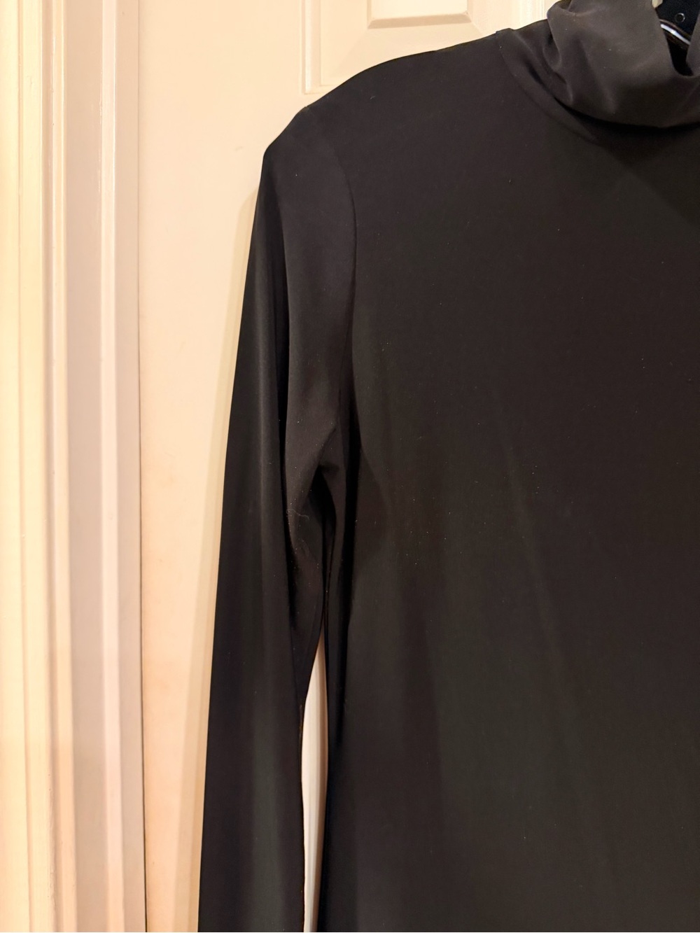 Norma Kamali Black Long-Sleeve Turtleneck Dress, Sleek Stretch Knit, Sz M - Picture 3 of 16